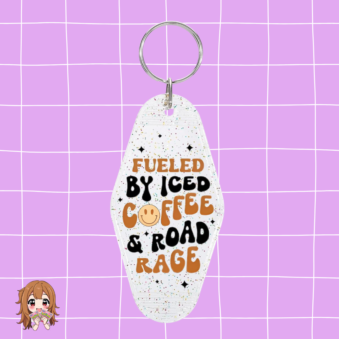 ''Fueled by Iced Coffee & Road Rage'' Keychain