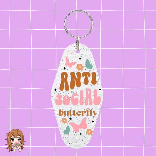 ''Anti Social Butterfly'' Keychain